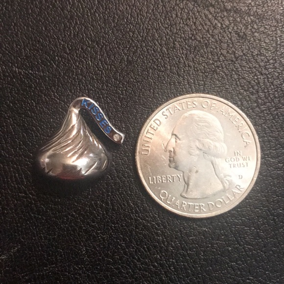 .925 HERSHEY KISS 😘 STERLING SILVER DIAMOND 💎 PENDANT - Picture 5 of 5